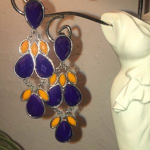 5.$25 FOREVER 21 SILVERTONE EARRINGS W/PURPLE AND GOLDENROD STONES